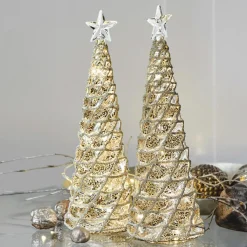 LOBERON Décorations Lumineuses*Lot de 2 arbres décoratifs Glitter