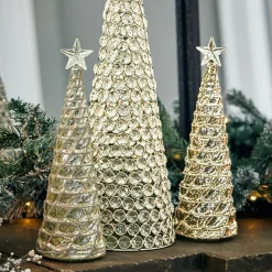 LOBERON Décorations Lumineuses*Lot de 2 arbres décoratifs Glitter
