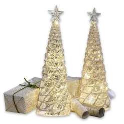 LOBERON Décorations Lumineuses*Lot de 2 arbres décoratifs Glitter