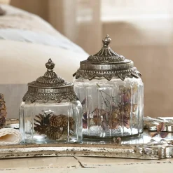 LOBERON Pots|Décoration*Lot de 2 bonbonnières en verre Laféline