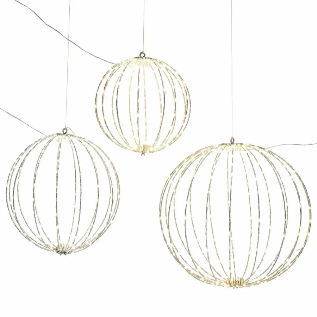 LOBERON Décorations De Jardin|Accessoires Lumineux*Lot de 3 boules LED Brilliante