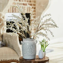 LOBERON Fleurs Séchées Et Artificielles|Décoration*Lot de 3 branches décoratives Palmyra