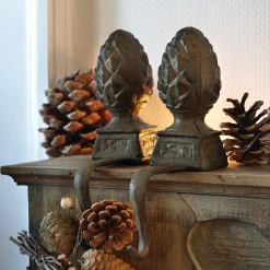 LOBERON Objets Décoratifs|Décoration*Lot de 2 crochets pomme de pin Lucielle