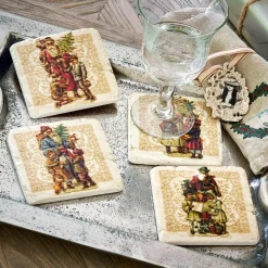 LOBERON Décorations De Table De Noël*Lot de 4 dessous de verres Cantois