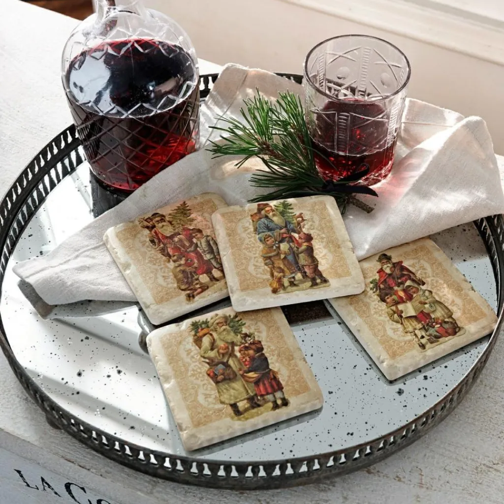 LOBERON Décorations De Table De Noël*Lot de 4 dessous de verres Cantois