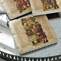 LOBERON Décorations De Table De Noël*Lot de 4 dessous de verres Cantois