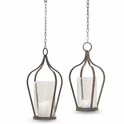 LOBERON Lanternes*Lot de 2 lanternes à suspendre Mikella