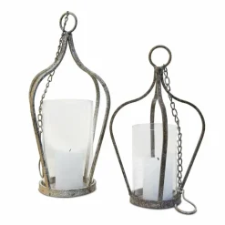 LOBERON Lanternes*Lot de 2 lanternes à suspendre Mikella