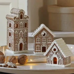 LOBERON Objets Décoratifs De Noël*Lot de 3 maisons décoratives Gabin