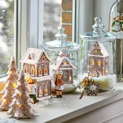LOBERON Objets Décoratifs De Noël*Lot de 3 maisons décoratives Gabin