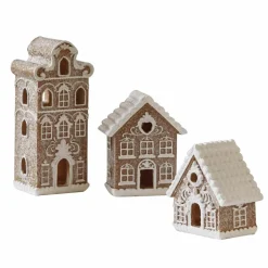 LOBERON Objets Décoratifs De Noël*Lot de 3 maisons décoratives Gabin