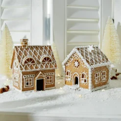 LOBERON Objets Décoratifs De Noël*Lot de 2 maisons décoratives Tarreau