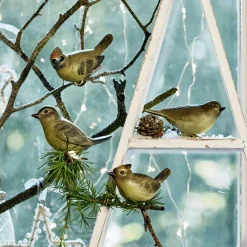 LOBERON Décorations De Table De Noël|Figurines De Noël*Lot de 4 oiseaux décoratifs Pompaire