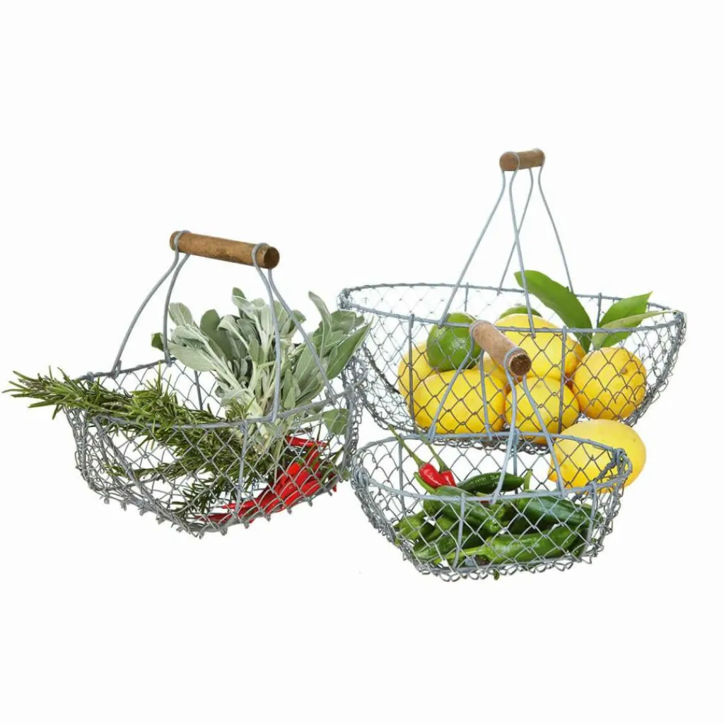 LOBERON Outils De Jardin*Lot de 3 paniers en grillage Baker