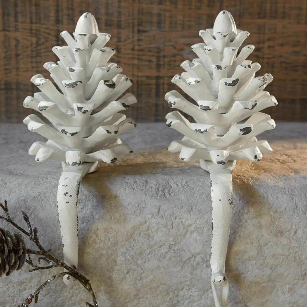 LOBERON Objets Décoratifs De Noël*Lot de 2 pommes de pin en métal Firenza