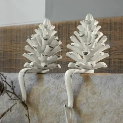 LOBERON Objets Décoratifs De Noël*Lot de 2 pommes de pin en métal Firenza