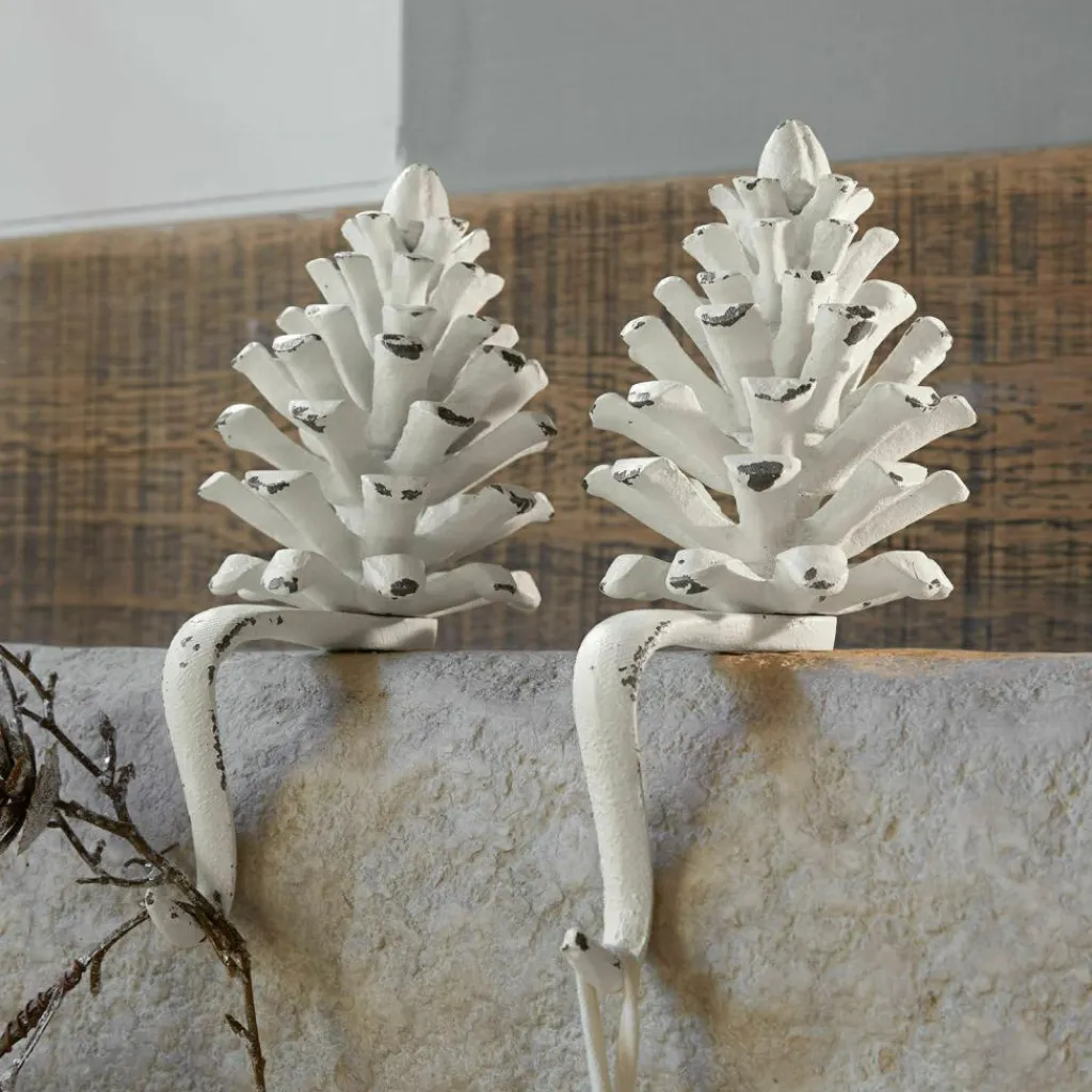 LOBERON Objets Décoratifs De Noël*Lot de 2 pommes de pin en métal Firenza