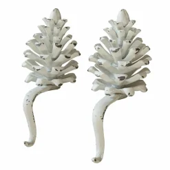 LOBERON Objets Décoratifs De Noël*Lot de 2 pommes de pin en métal Firenza