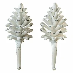 LOBERON Objets Décoratifs De Noël*Lot de 2 pommes de pin en métal Firenza