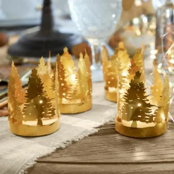LOBERON Photophores|Couronnes De L'Avent*Lot de 4 porte-bougies chauffe-plats Ismerie