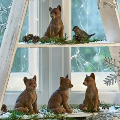 LOBERON Décorations De Table De Noël|Figurines De Noël*Lot de 4 renards décoratifs Survie