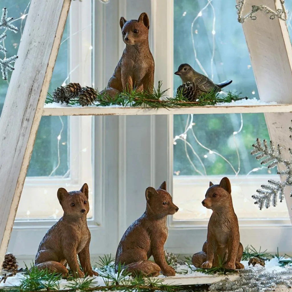 LOBERON Décorations De Table De Noël|Figurines De Noël*Lot de 4 renards décoratifs Survie