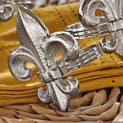 LOBERON Ustensiles De Cuisine|Accessoires De Table*Lot de 4 ronds de serviettes Fleur De Lis