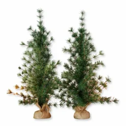 LOBERON Objets Décoratifs De Noël*Lot de 2 sapins décoratifs Bohicon