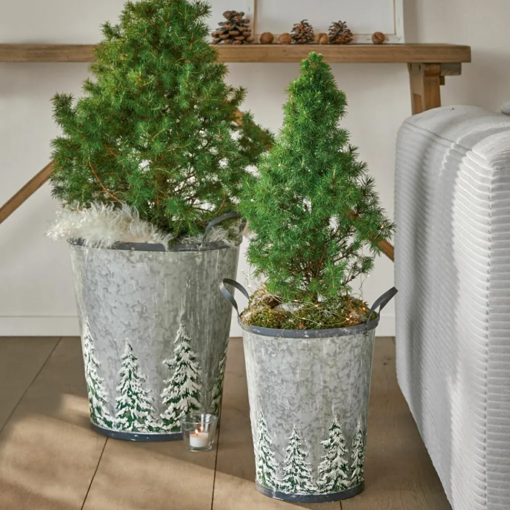 LOBERON Objets Décoratifs De Noël*Lot de 2 seaux Pavie