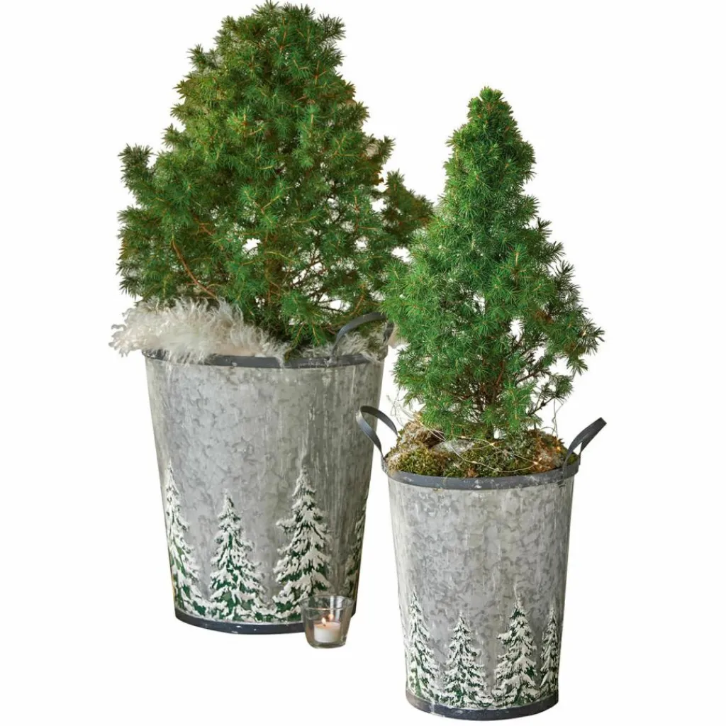 LOBERON Objets Décoratifs De Noël*Lot de 2 seaux Pavie
