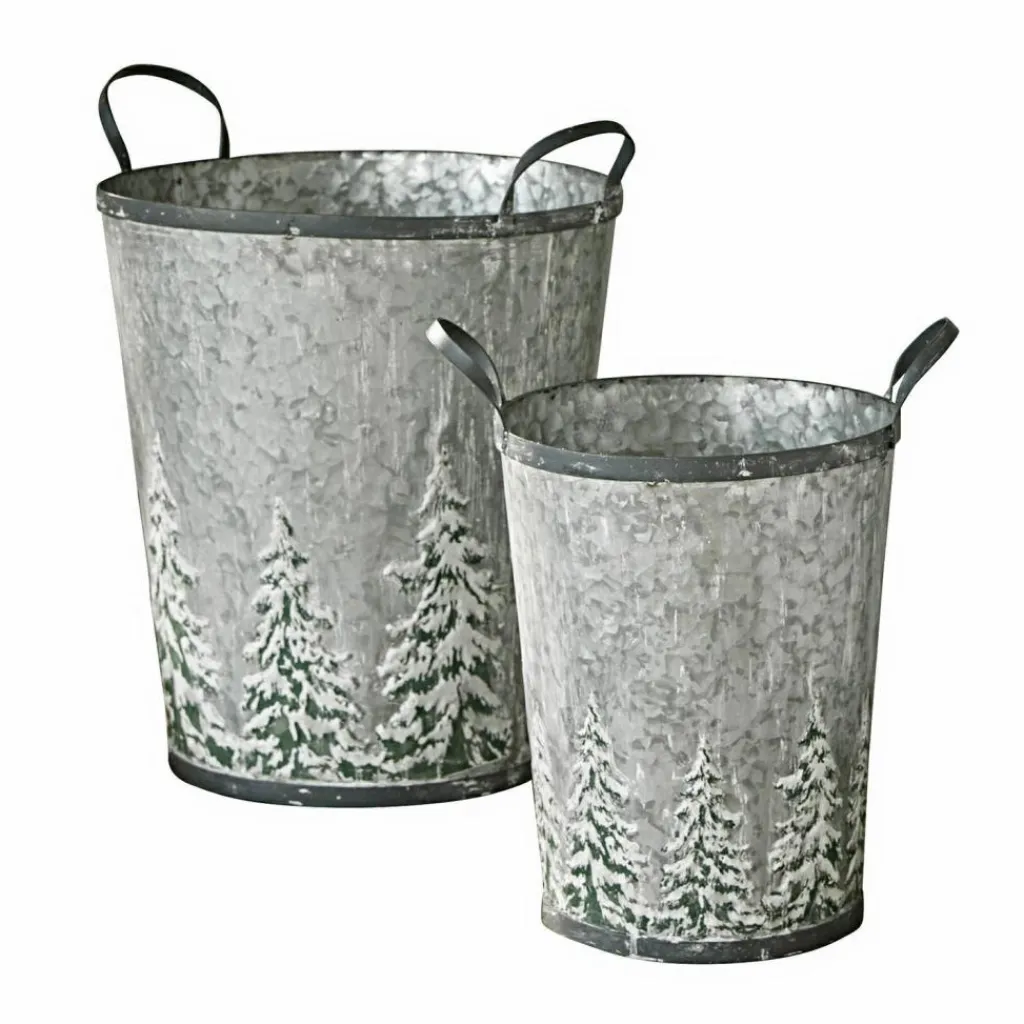 LOBERON Objets Décoratifs De Noël*Lot de 2 seaux Pavie