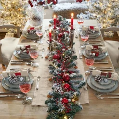 LOBERON Linge De Table|Décorations De Table De Noël*Lot de 4 serviettes Camon