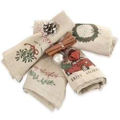 LOBERON Linge De Table|Décorations De Table De Noël*Lot de 4 serviettes Camon