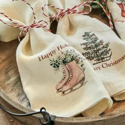 LOBERON Linge De Table|Décorations De Table De Noël*Lot de 4 serviettes Merry & Bright