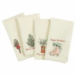 LOBERON Linge De Table|Décorations De Table De Noël*Lot de 4 serviettes Merry & Bright