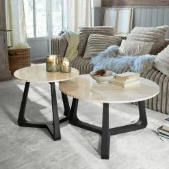 LOBERON Tables Basses|Tables Basses*Lot de 2 tables basses Tressane