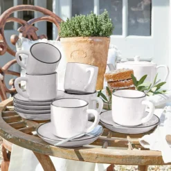 LOBERON Vaisselle|Vaisselle*Lot de 6 tasses et soucoupes Biarré