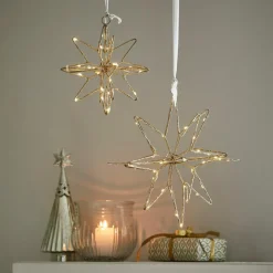 LOBERON Objets Lumineux|Décorations Lumineuses*Lot de 2 étoiles LED Pérole
