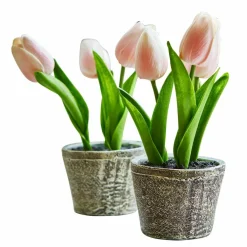 LOBERON Fleurs Séchées Et Artificielles|Décoration*Lot de deux pots de tulipes décoratives Zéphine